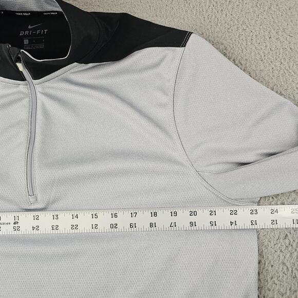 Nike Golf Dri-Fit 1/4‎ Zip Pullover Men Large Gray Black Long Sleeve Mock Neck - Picture 8 of 9